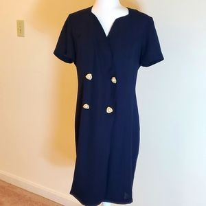 Chaus  Navy blue button front short sleeve dress